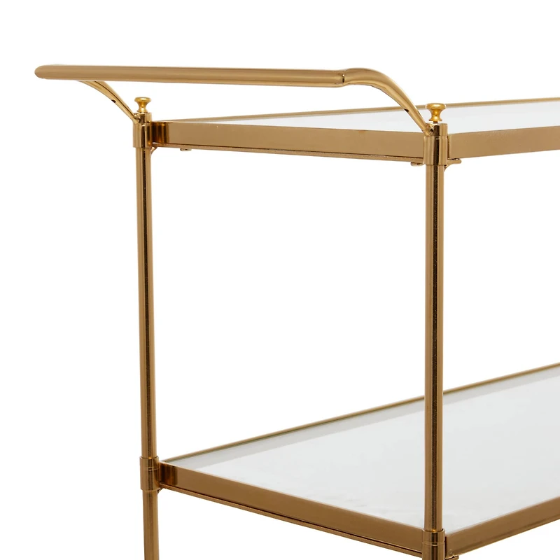 Brass Iron Traditional Bar Cart, 31" x 38" x 14"