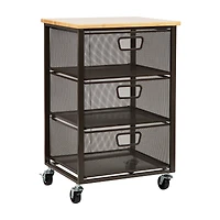Mind Reader Black 3-Tier Metal Rolling File Cart with Drawers