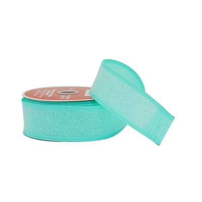 1.5" x 30ft. Turquoise Glitter Candy Wired Taffeta Ribbon by Celebrate It®