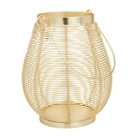 Gold Iron Glam Lantern, 9" x 7" x 7"