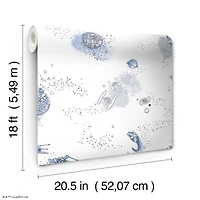 RoomMates STAR WARS Good Night Galaxy Blue and white STAR WARS™ Peel and Stick Wallpaper 20.5" x 18-ft roll covers about 30.8 sq. ft
