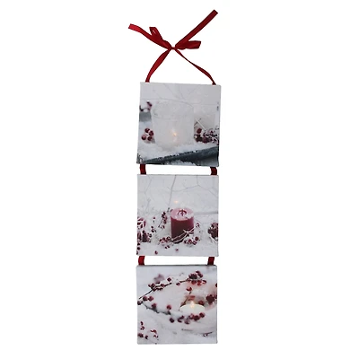 LED Lighted Winter Frost Berry And Candle Christmas Wall Art