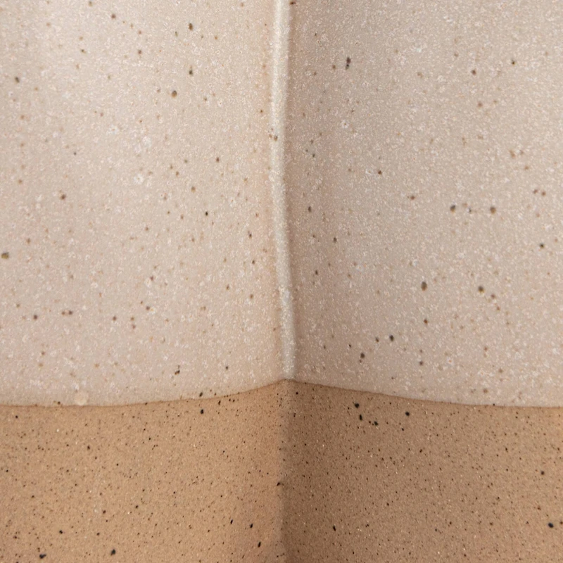 Hello Honey® 6.25" White & Beige 2-Tone Stoneware Vase with Reactive Glaze