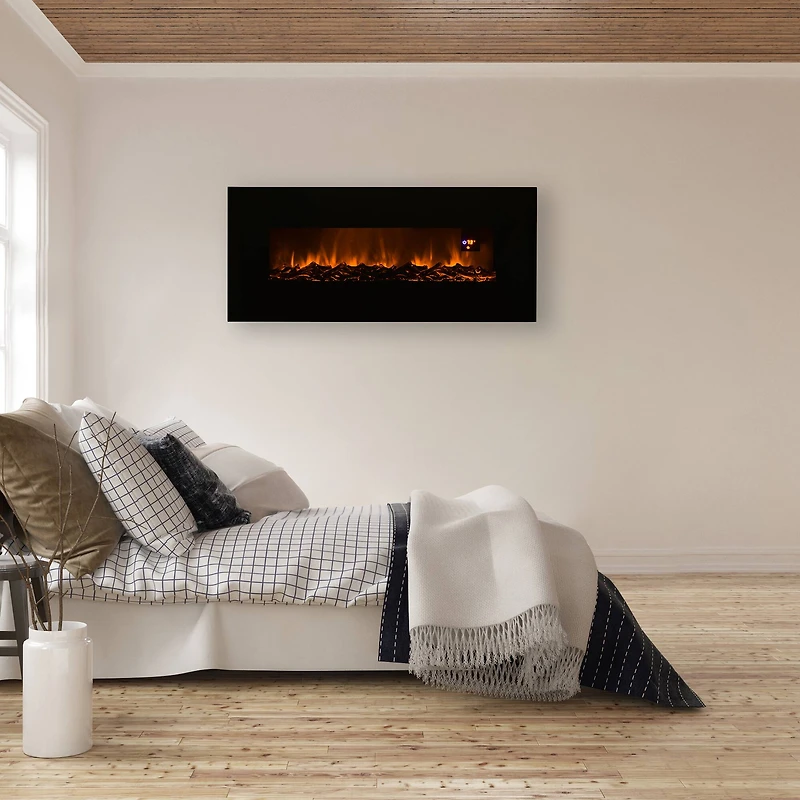 Hastings Home 50" Black Electric Fireplace
