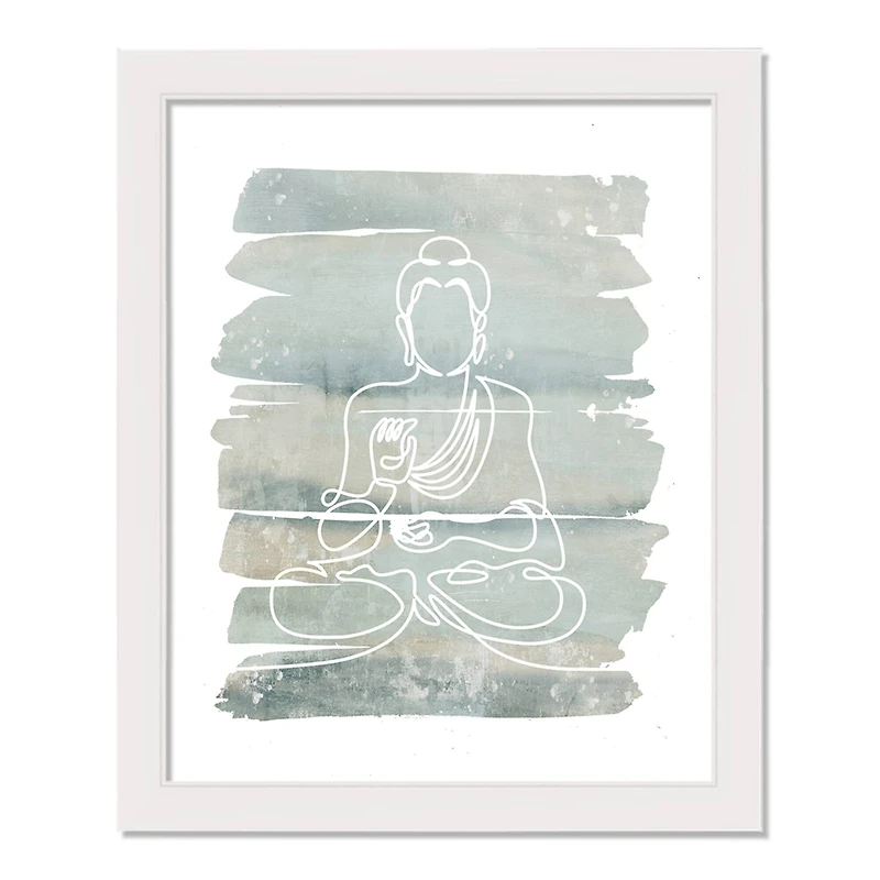 White Abstract Buddha White Framed Wall Décor