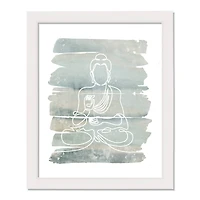 White Abstract Buddha White Framed Wall Décor