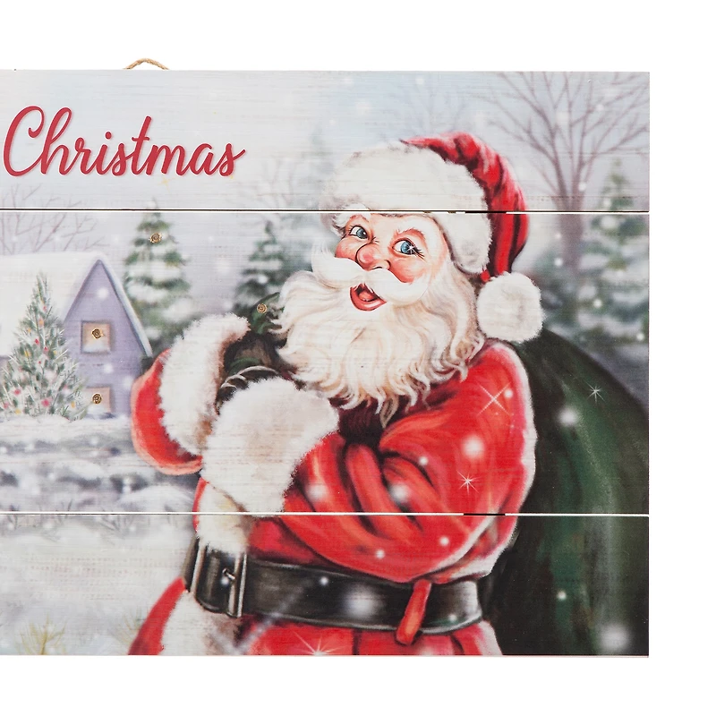 Glitzhome® 24" LED Wooden Santa Wall Décor
