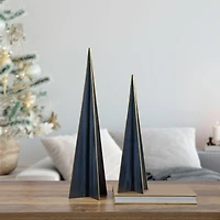 20" Blue & Gold Triangular Christmas Tree Tabletop Décor