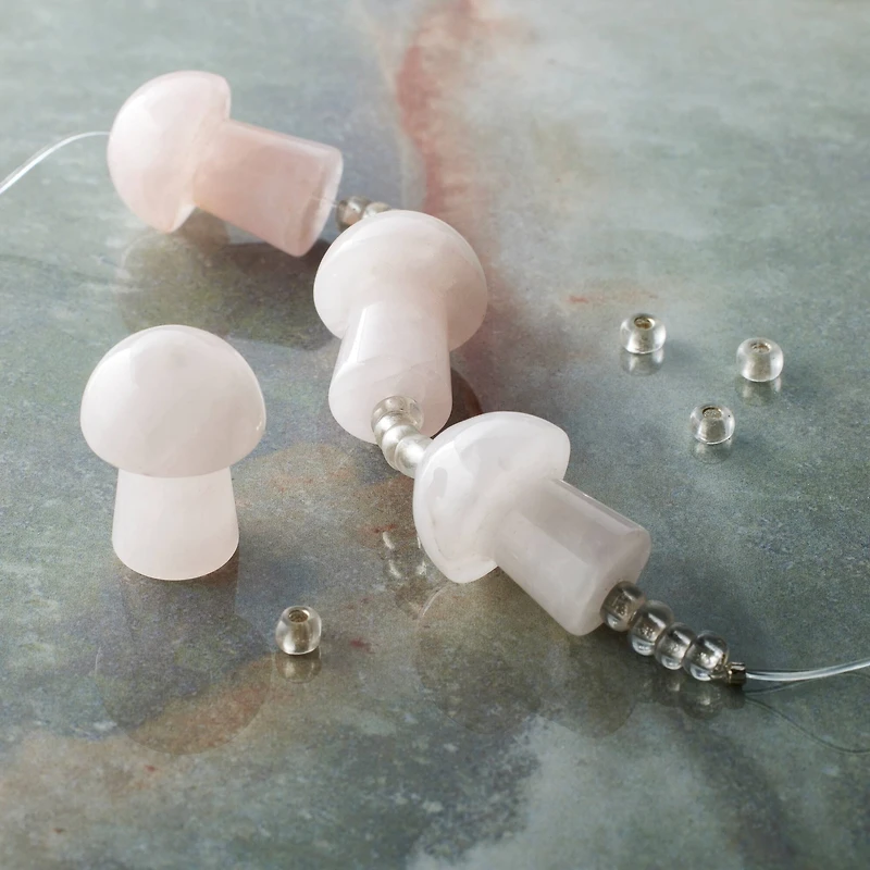 Dyed Rose Quartz Mushroom Beads, 20mm by Bead Landing™
