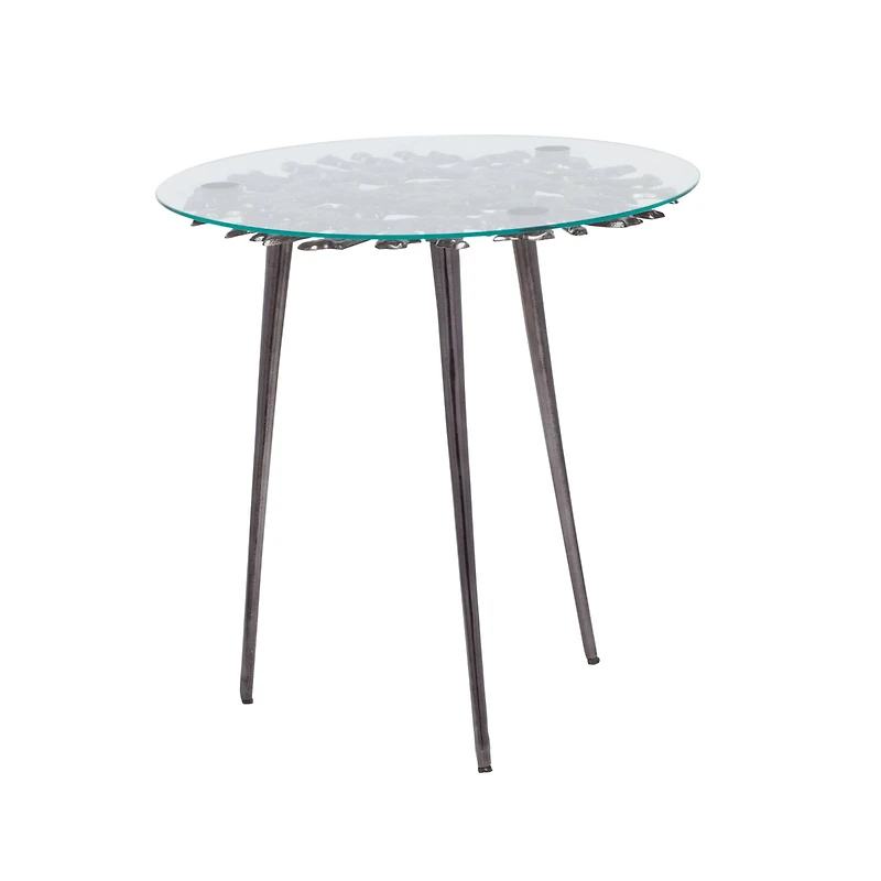 Black Aluminum Modern Accent Table, 22" x 22" x 22"