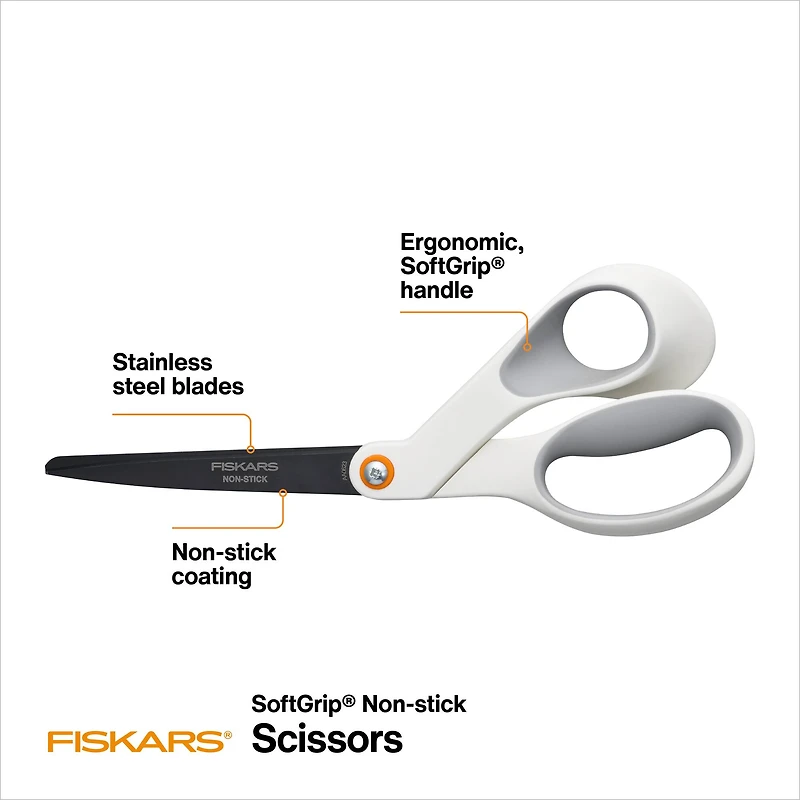 Fiskars® SoftGrip® 8" Non-Stick Scissors
