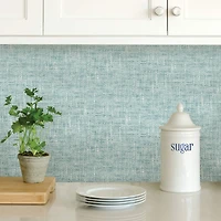 NuWallpaper Aqua Poplin Texture Peel & Stick Wallpaper