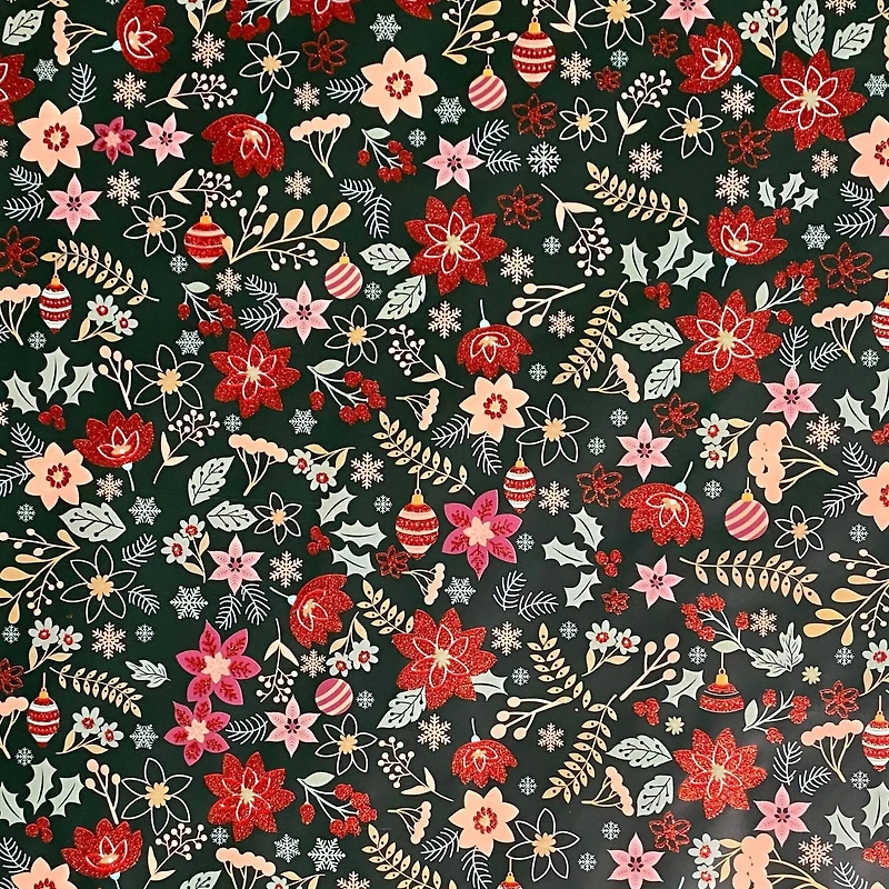 Green Floral Foil Premium Gift Wrap by Celebrate It™