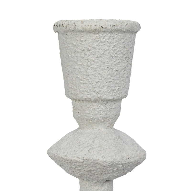 Hello Honey® Antique White Sand Finish Tall Metal Taper Candle Holder