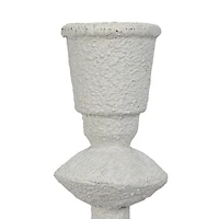 Hello Honey® Antique White Sand Finish Tall Metal Taper Candle Holder