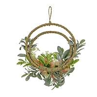 18" Spring Peony & Lamb’s Ear Double Hoop Wreath