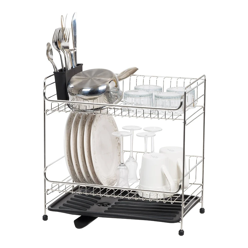 IRIS® 15.75" Stainless Steel 2-Tier Dish Rack