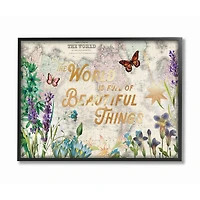 Stupell Industries Beautiful Things Floral Map Framed Wall Art