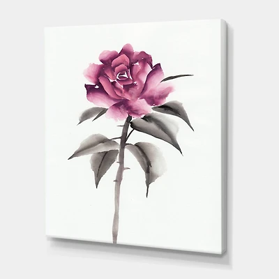 Designart - Vintage Pink Rose Flower
