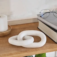 9" Marble Geometric 2 Link Chain Sculpture Décor