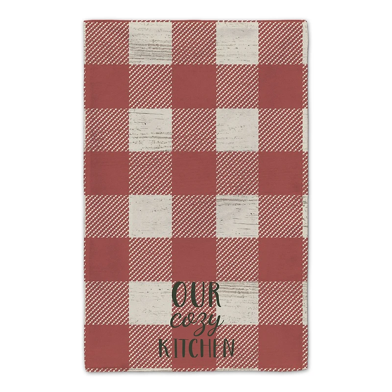 Our Cozy Kitchen Red Buffalo Check Tea Towel - Set of 2