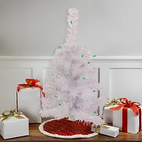 2ft. Pre-Lit White Rockport Pine Artificial Christmas Tree, Green Lights