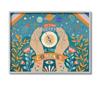 Stupell Industries Heart Be Your Compass Phrase Boho Chic Constellations in Gray Frame Wall Art