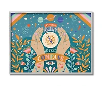 Stupell Industries Heart Be Your Compass Phrase Boho Chic Constellations in Gray Frame Wall Art