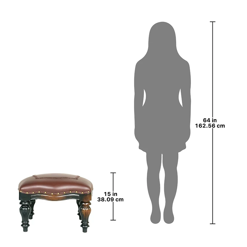 Design Toscano 15" Victorian Rococo Faux Leather Ottoman