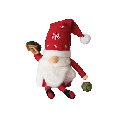 Hello Honey® 9.5" Handmade Wool Felt Santa Gnome with Embroidery