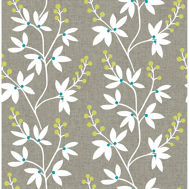 NuWallpaper Taupe & Lime Fairfield Peel & Stick Wallpaper