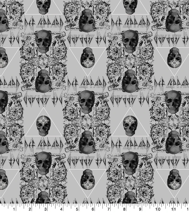 Epic Def Leppard Skulls Cotton Fabric