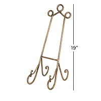 Traditional Scrolling Gold Metal Easel, 19" x 7" x 10"