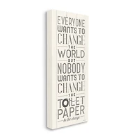 Stupell Industries Everyone Wants To Change The World White Planked Look Typography Canvas Wall Art