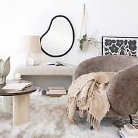 Hello Honey® 27" Black Oblong Mango Wood Framed Wall Mirror