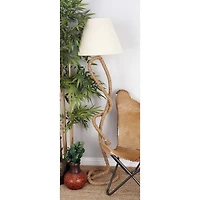 63" Brown Jute Rope & Iron Rustic Floor Lamp