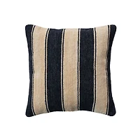 Hello Honey® 20" Black & Cream Striped Cotton Blend Chenille Pillow