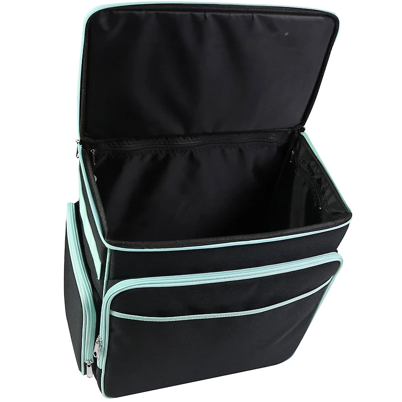 Everything Mary Black & Teal Rolling Craft Bag