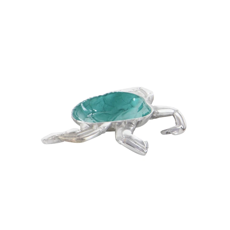 Set of 3 Silver Aluminum Coastal Serving Bowl, 8" x 1"