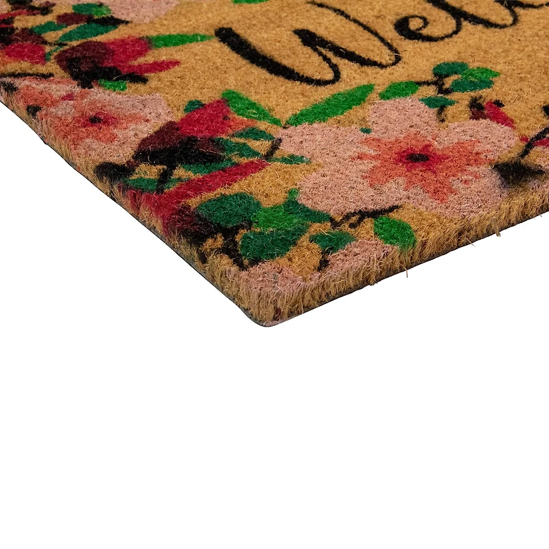 Natural Coir Blossoming Floral Welcome Doormat