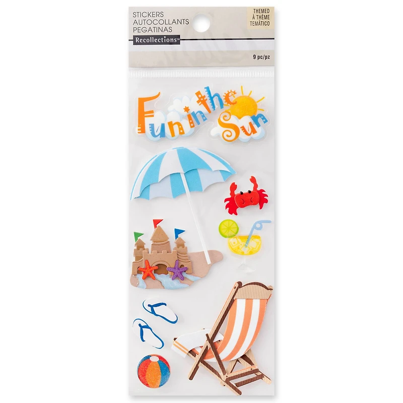 12 Pack: Fun in the Sun Dimensional Stickers by Recollections™