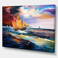 Designart - Sailship in Sea waves