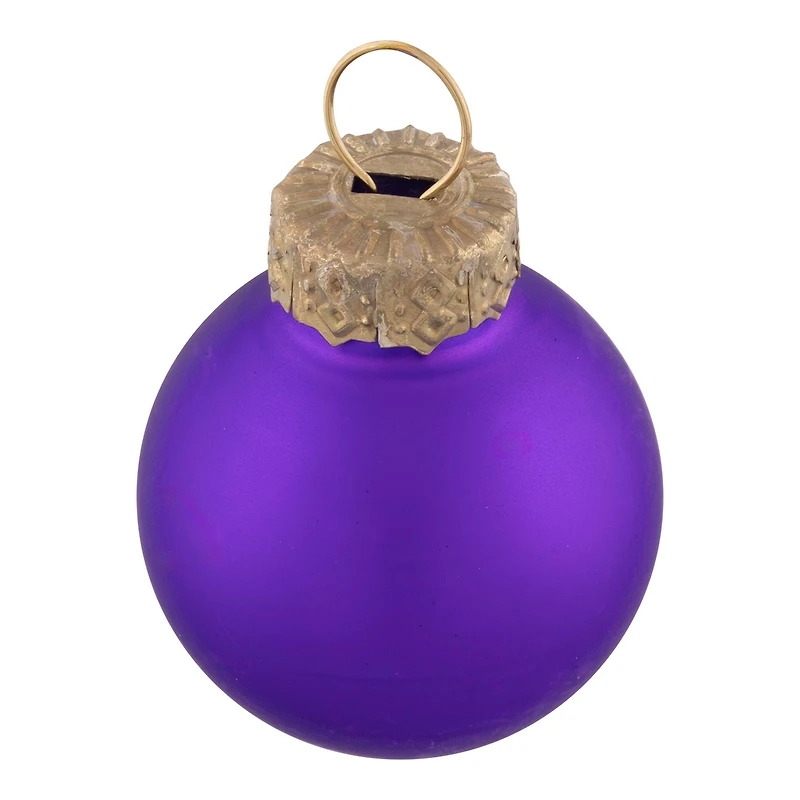 24ct. 1" Purple 2-Finish Glass Ball Ornaments