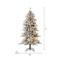 6ft. Pre-Lit Flocked Fir Artificial Christmas Tree, Warm White LED Lights