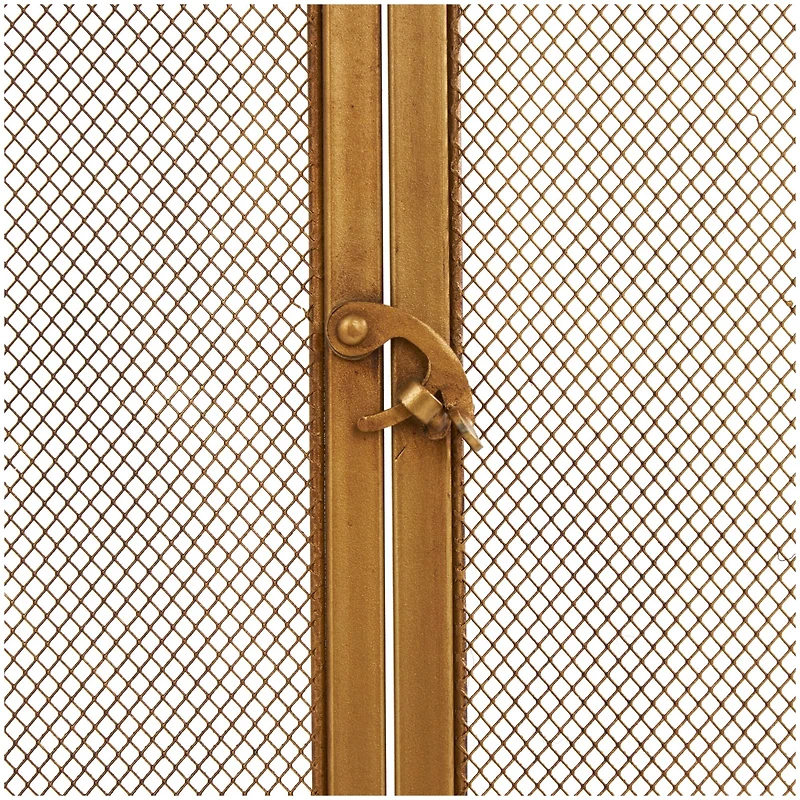 33.5" Gold Metal Geometric Single Panel Fireplace Screen