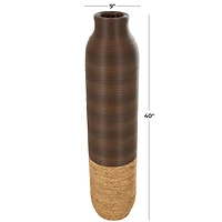40" Dark Brown Seagrass Handmade Vase