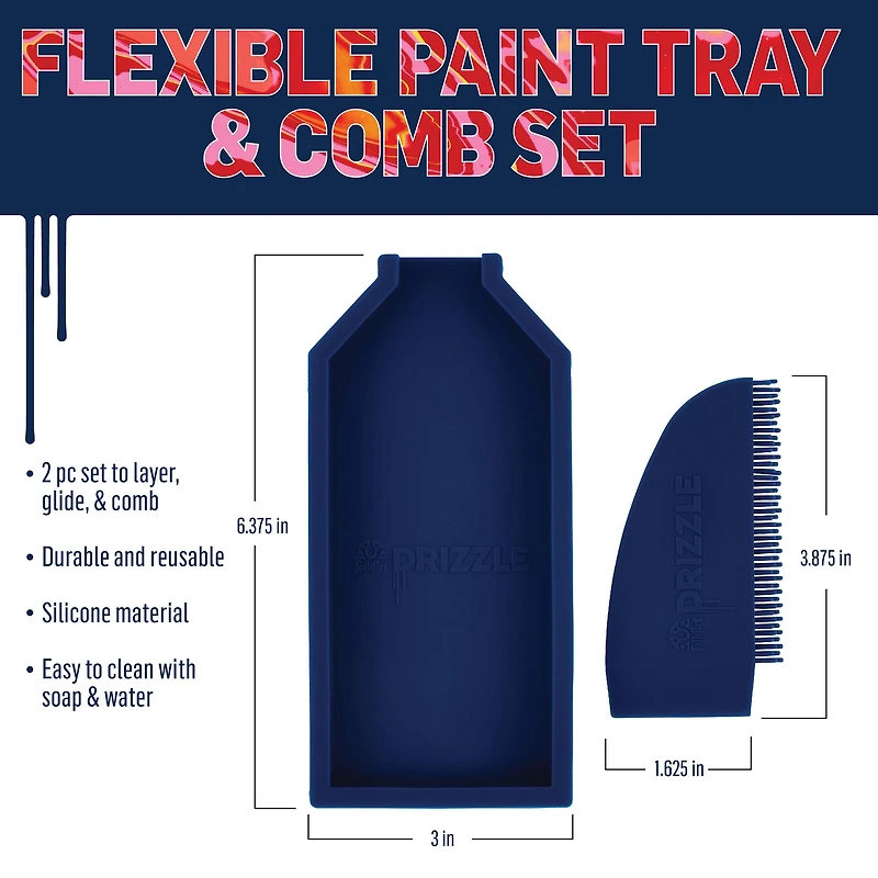12 Pack: FolkArt® Drizzle™ Flexible Paint Tray & Comb Tool Set