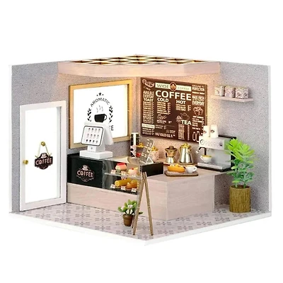 Wizardi Café Miniature Dollhouse Roombox Kit