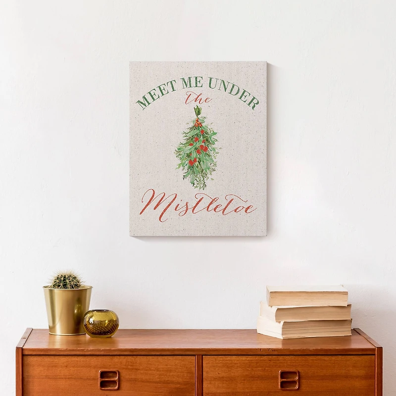 Meet Under Mistletoe 11x14 Canvas Wall Art
