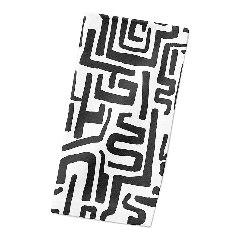 Black Maze Lines 10" x 10" Cotton Twill Napkin